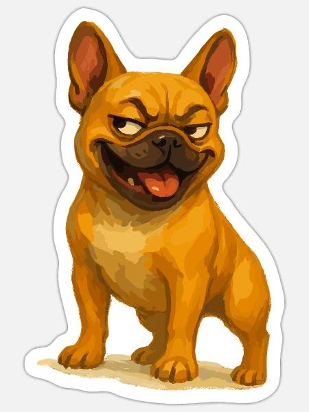 Freche Bulldogge Cartoon Grinsen - Sticker Größe S (10 x 10 cm) - Mattweiß