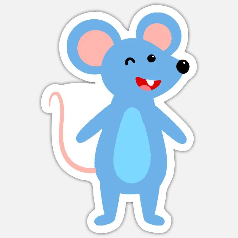 Winking blue mouse Sticker size S (10 x 10 cm)