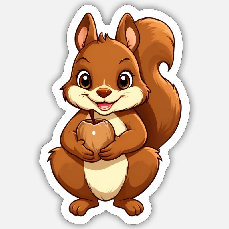 Écureuils en automne - Sticker taille S (10 x 10 cm) - blanc mat
