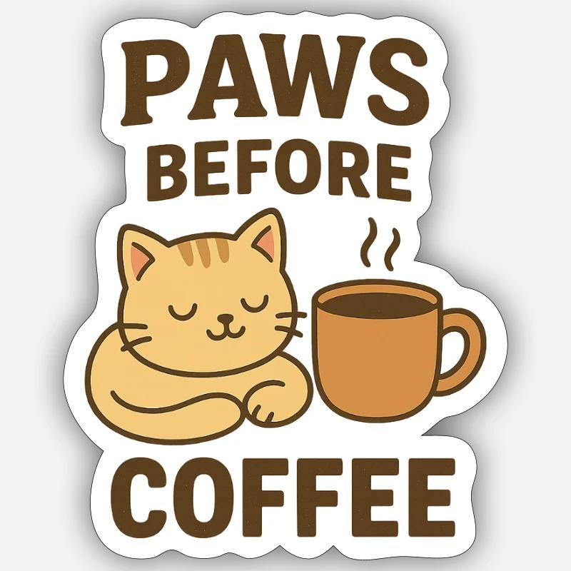 Zampe prima del caffè - Sticker formato S (10 x 10 cm) - bianco opaco