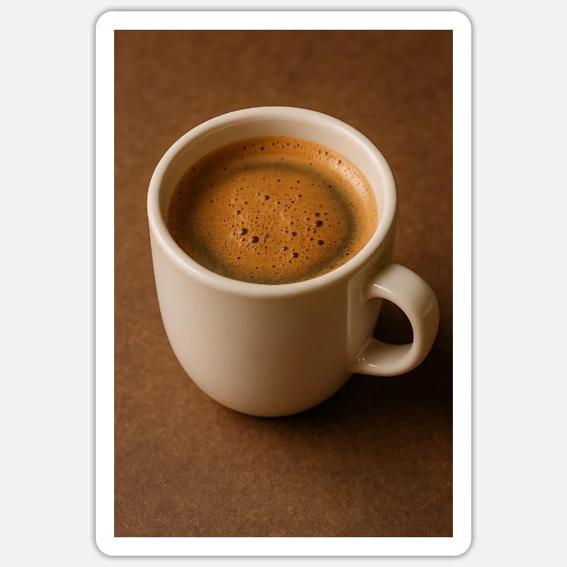 Une tasse de café - Sticker taille S (10 x 10 cm) - blanc mat