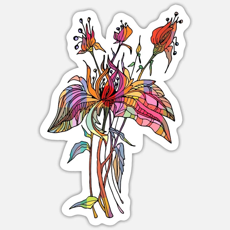 Blumen - Sticker Größe S (10 x 10 cm) - Mattweiß