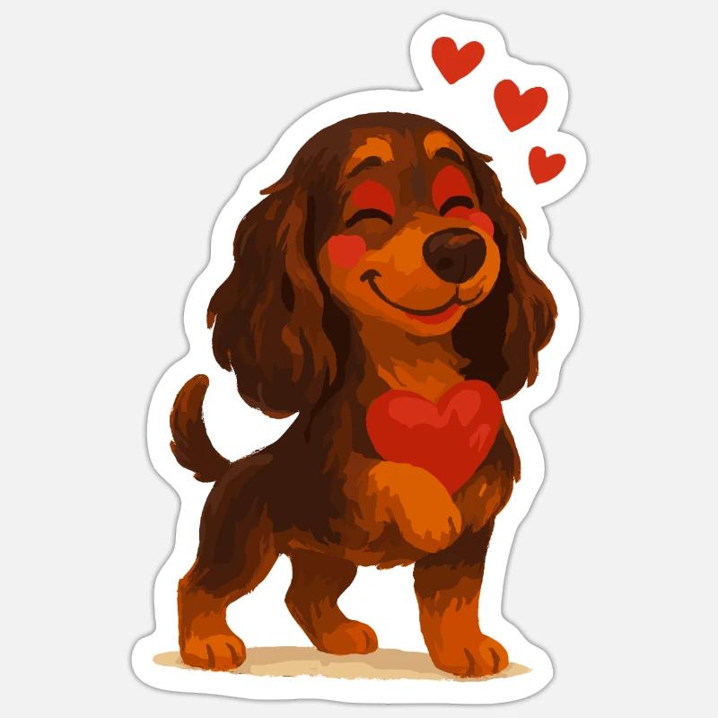 Cocker Spaniel verliebt - Sticker Größe S (10 x 10 cm) - Mattweiß