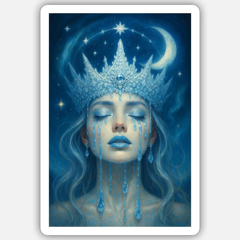 Reine de la lune glacée - Sticker taille S (10 x 10 cm) - blanc mat