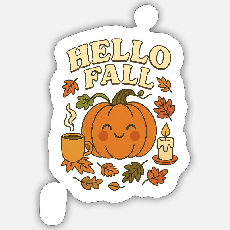 Cute_hello_fall - Sticker taille S (10 x 10 cm) - blanc mat