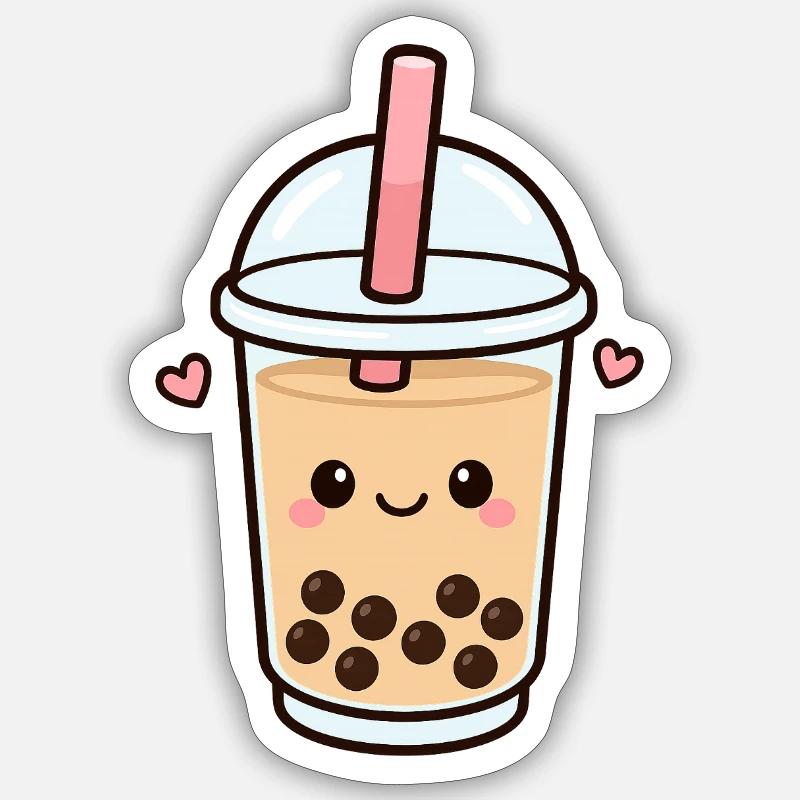 Kawaii Bubble Tea Herz Sticker Größe S (10 x 10 cm)