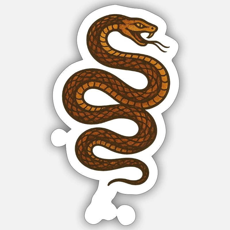 Brown coiled snake - Sticker size S (10 x 10 cm) - white matte