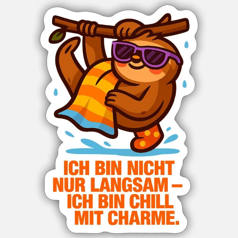 Ich_bin_nicht_Langsam_Ich_bin_Chill_mit_Charme - Sticker Größe S (10 x 10 cm) - Mattweiß