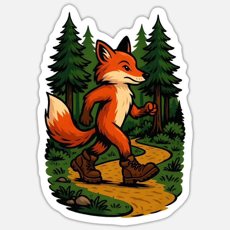Wandering fox in the forest - Sticker size S (10 x 10 cm) - white matte