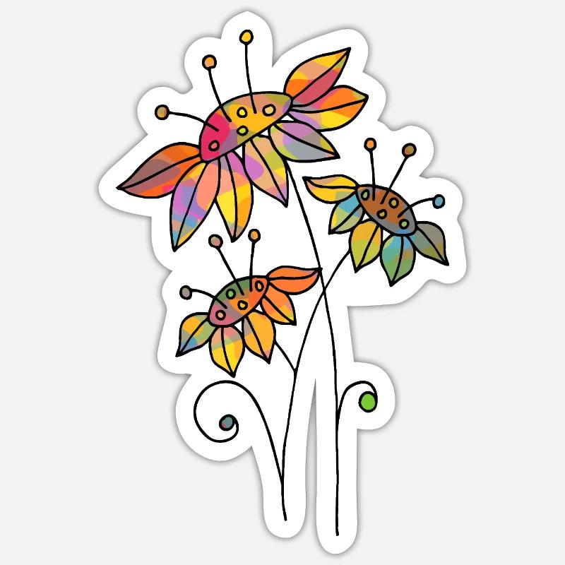 Fleur - Sticker taille S (10 x 10 cm) - blanc mat