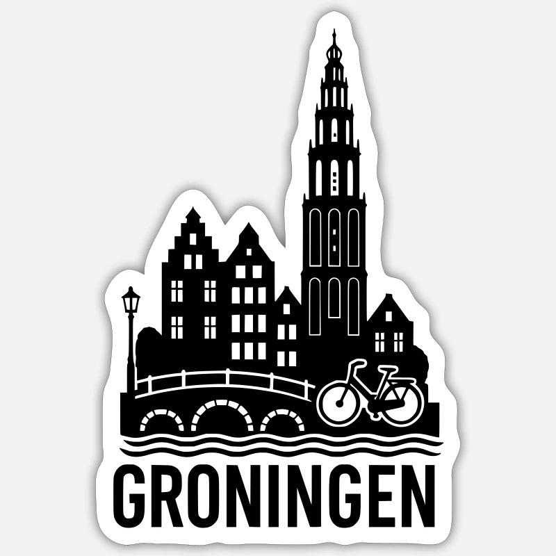 Silhouette de Groningue - Sticker taille S (10 x 10 cm) - blanc mat