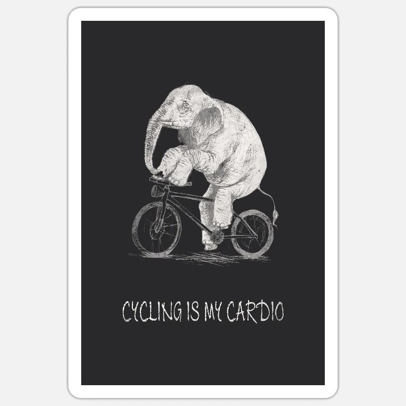 Le vélo, c’est mon cardio - Sticker taille S (10 x 10 cm) - blanc mat