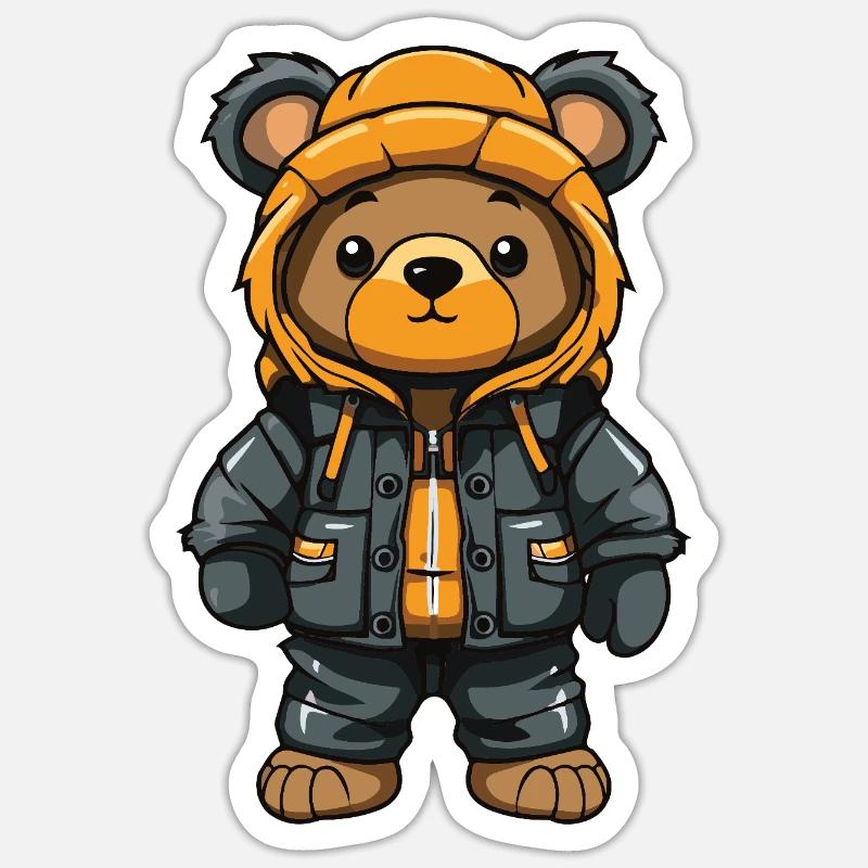 Bär Winter Comic Niedlich - Sticker Größe S (10 x 10 cm) - Mattweiß
