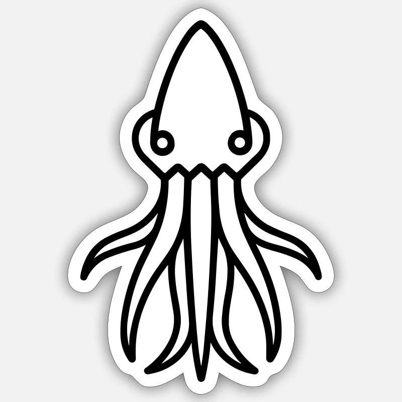 calmar - Sticker taille S (10 x 10 cm) - blanc mat