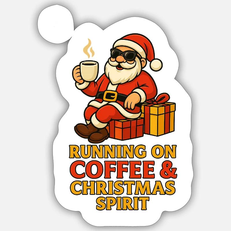 Santa Kaffee Weihnachtsgeist - Sticker Größe S (10 x 10 cm) - Mattweiß