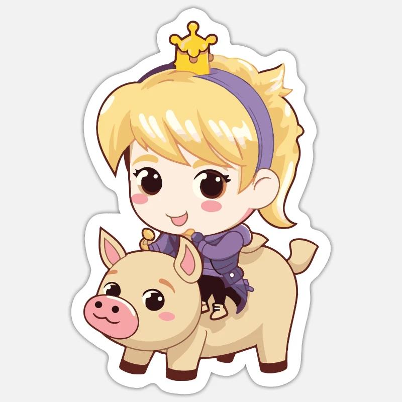 Princesse Cochon Conte de fées - Sticker taille S (10 x 10 cm) - blanc mat