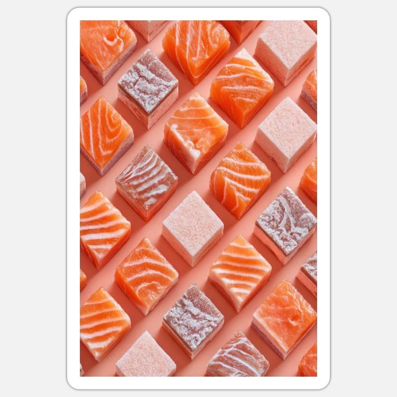 Salmon Tile Candy Grid - Sticker size S (10 x 10 cm) - white matte