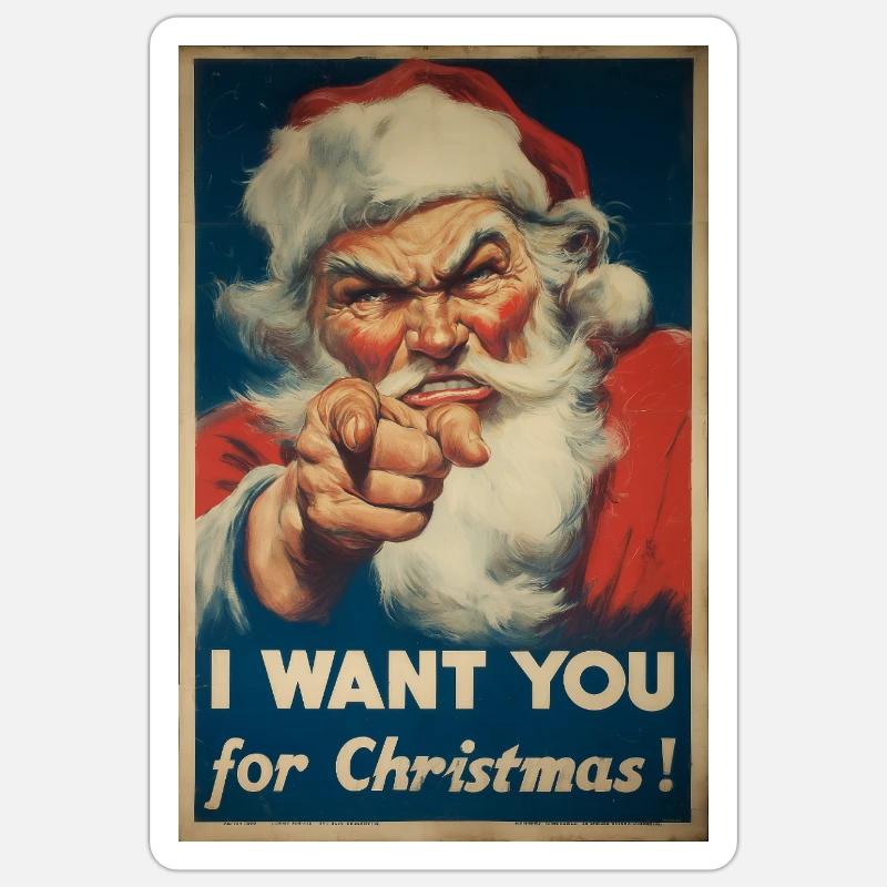 Weihnachtsmann Werbeplakat - Sticker Größe S (10 x 10 cm) - Mattweiß