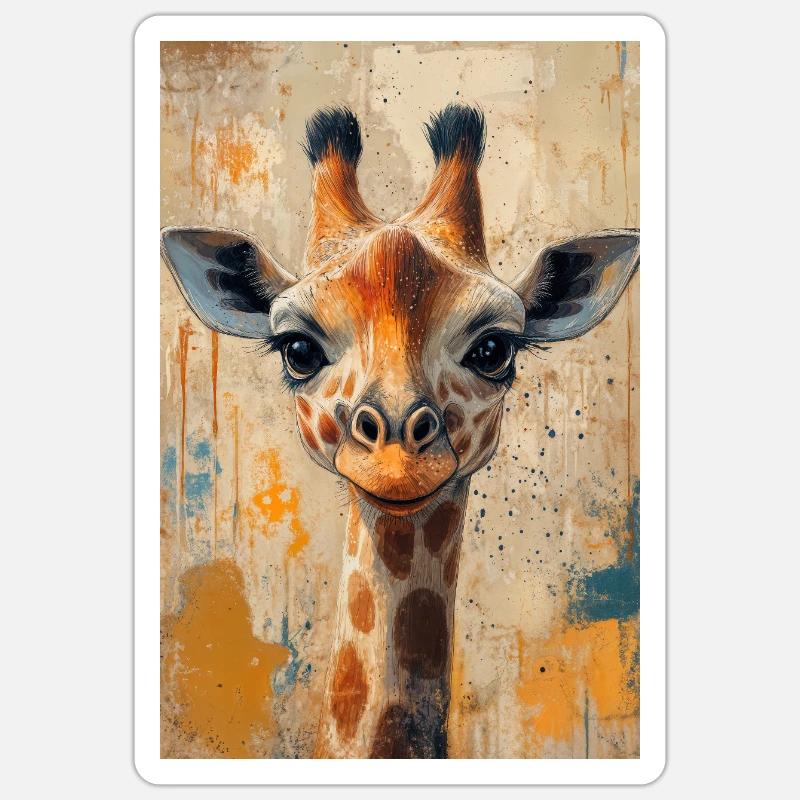 Illustration einer Giraffe - Sticker Größe S (10 x 10 cm) - Mattweiß