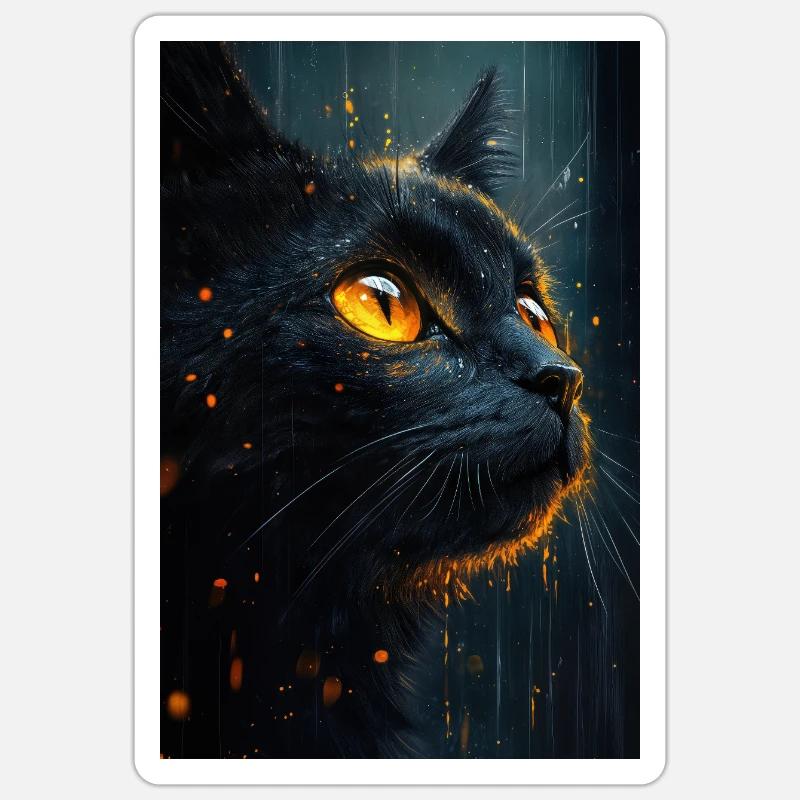 Illustration einer Katze - Sticker Größe S (10 x 10 cm) - Mattweiß