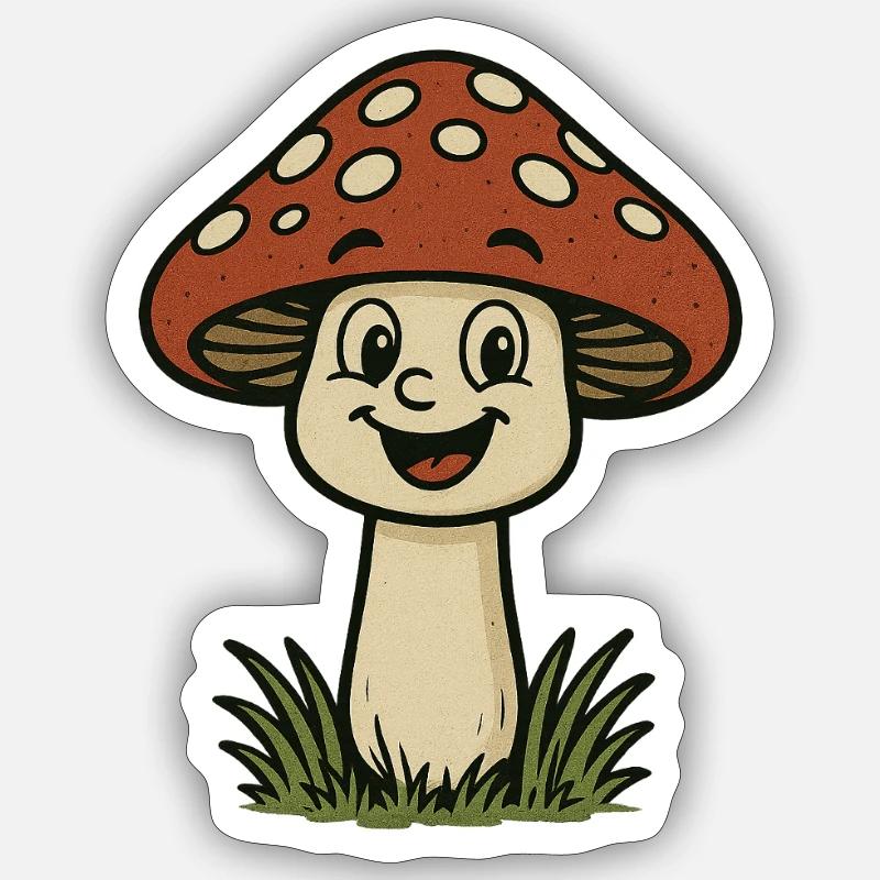Funny Toadstool Cartoon - Sticker size S (10 x 10 cm) - white matte