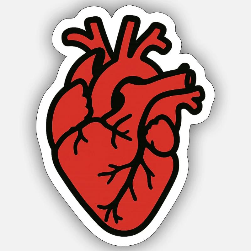 cuore_anatomico - Sticker Größe S (10 x 10 cm) - Mattweiß