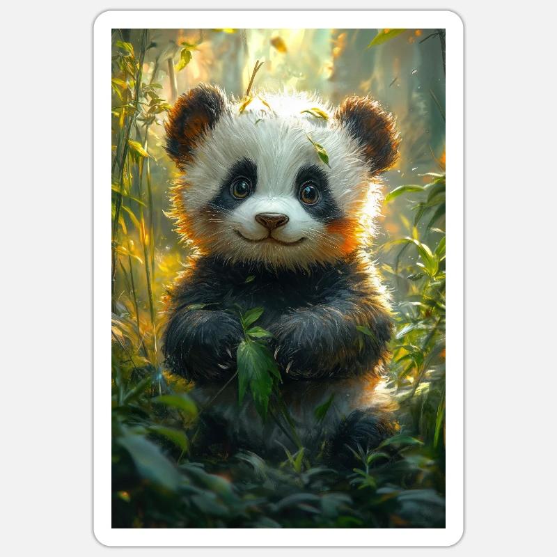 Illustration eines Pandas - Sticker Größe S (10 x 10 cm) - Mattweiß