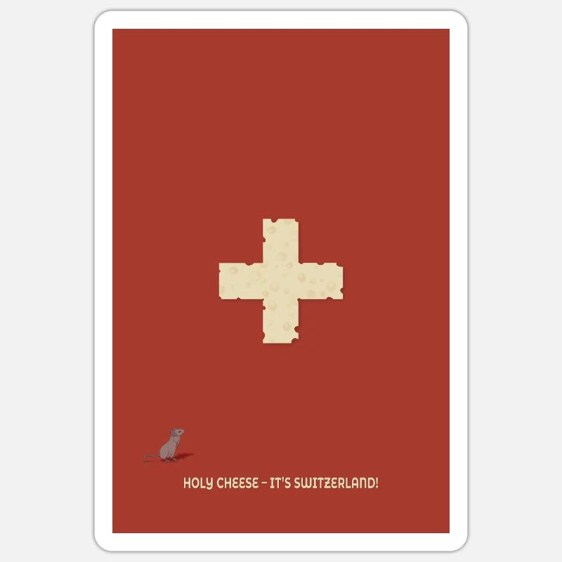 Sacré fromage – c’est la Suisse ! - Sticker taille S (10 x 10 cm) - blanc mat