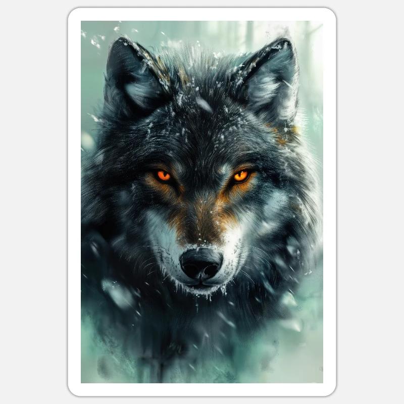 Illustration eines Wolfes - Sticker Größe S (10 x 10 cm) - Mattweiß