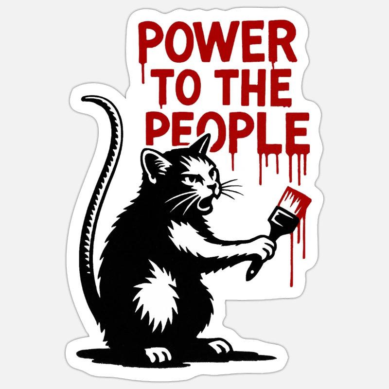 GraffitiKatze Rote Botschaft - Sticker Größe S (10 x 10 cm) - Mattweiß