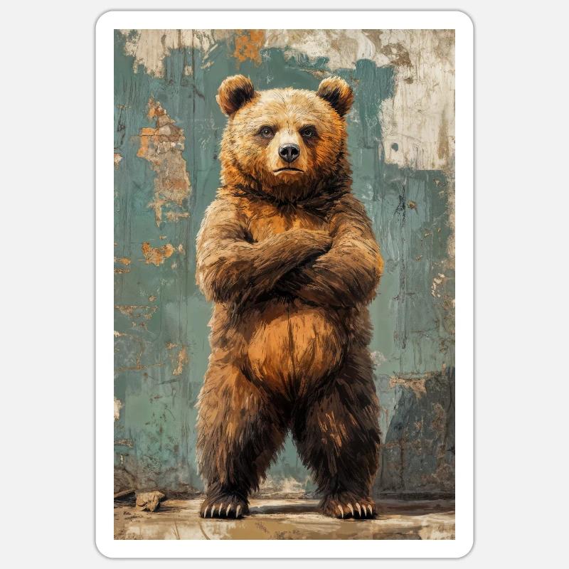 Illustration eines Bären - Sticker Größe S (10 x 10 cm) - Mattweiß