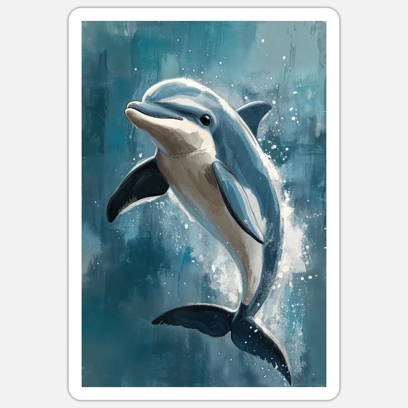 Illustration eines Delfins - Sticker Größe S (10 x 10 cm) - Mattweiß