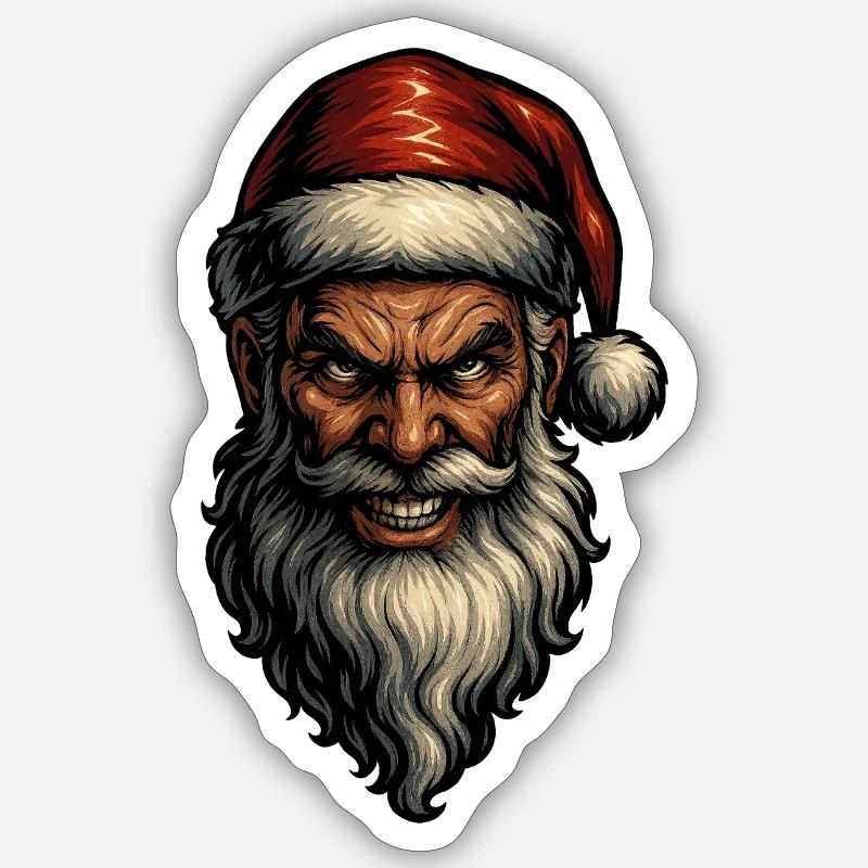 Düsterer Weihnachtsmann Fratze - Sticker Größe S (10 x 10 cm) - Mattweiß
