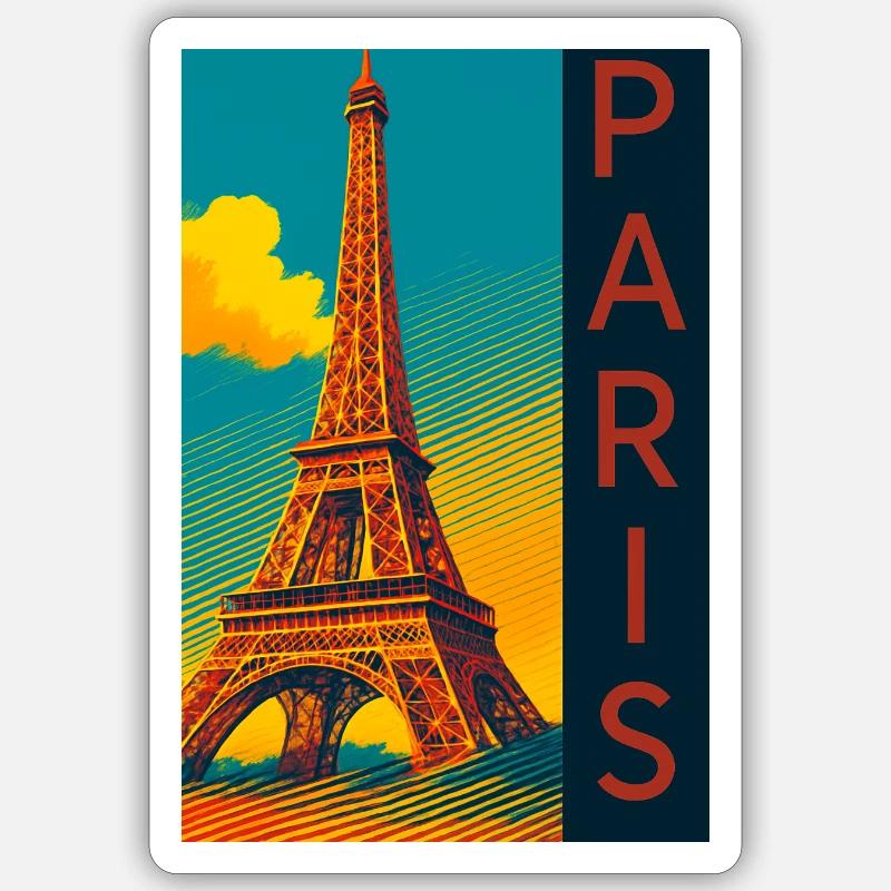 Paris PopArt Skyline Eiffelturm - Sticker Größe S (10 x 10 cm) - Mattweiß