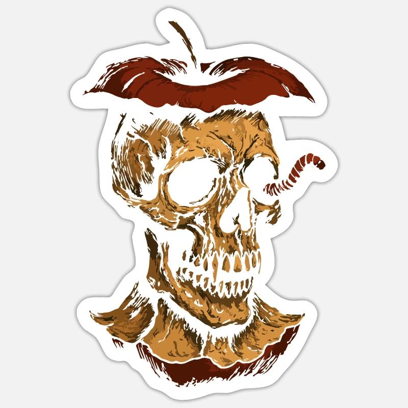 Dunkler Apfelschädel - Sticker Größe S (10 x 10 cm) - Mattweiß
