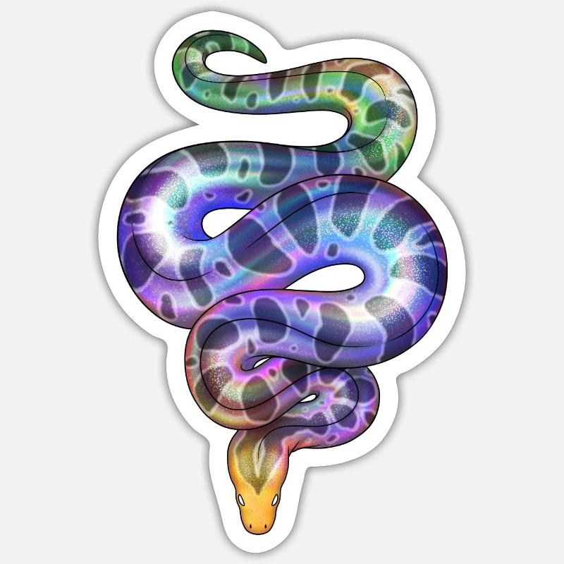 Rainbow Neon Snake - Sticker size S (10 x 10 cm) - white matte