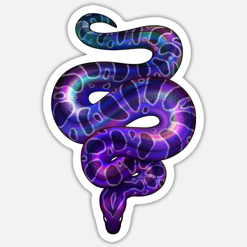 Néon Serpent Violet - Sticker taille S (10 x 10 cm) - blanc mat