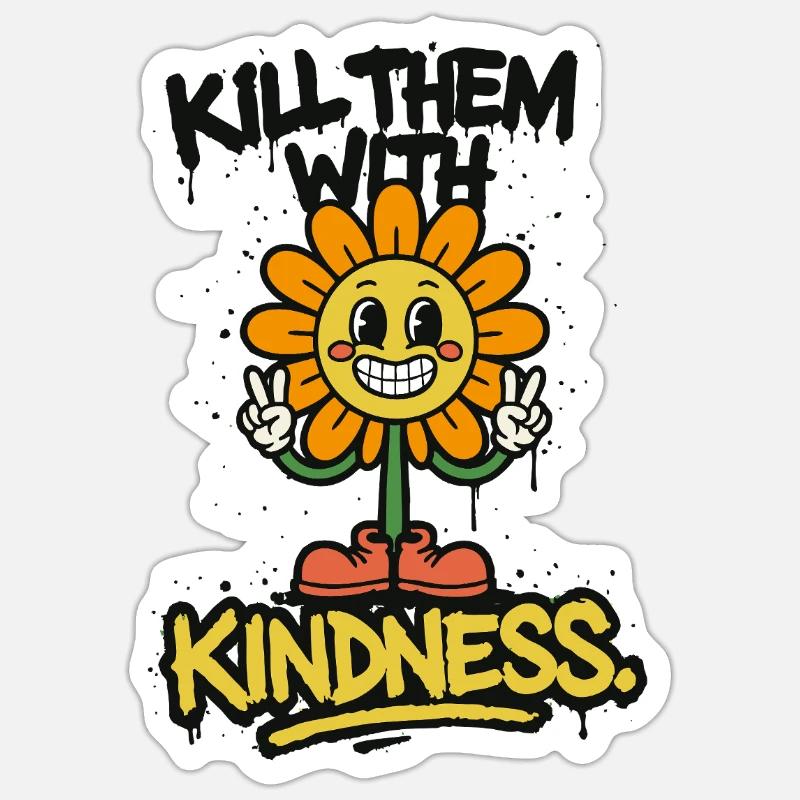 Kill Them With Kindness – Retro Graffiti Spruch Sticker Größe S (10 x 10 cm)