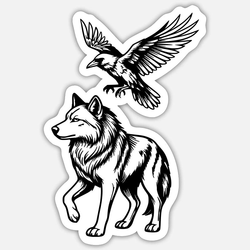 Wolf & Raven - Sticker size S (10 x 10 cm) - white matte