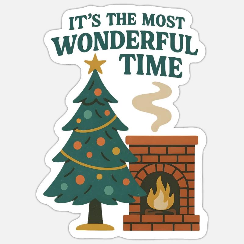 Cheminée de Noël Sticker taille S (10 x 10 cm)