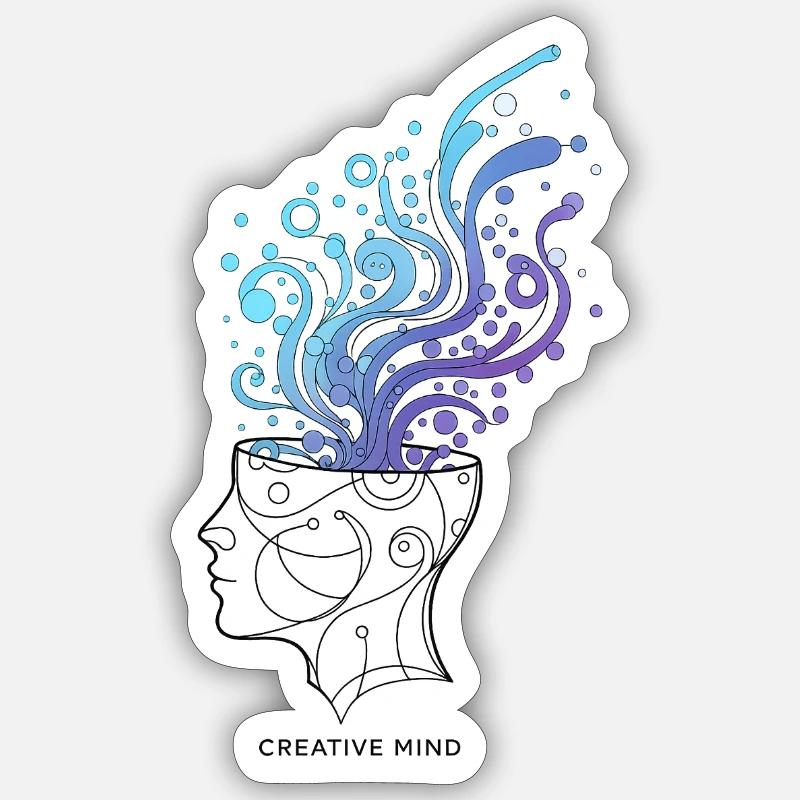 Creative Mind – Abstract Brain Illustration - Sticker size S (10 x 10 cm) - white matte