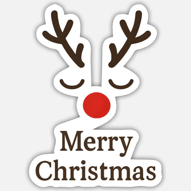 Renne Joyeux Noël - Sticker taille S (10 x 10 cm) - blanc mat