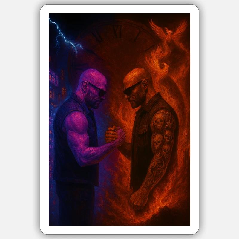 Feuer gegen Eis Duell der Elemente Sticker Größe S (10 x 10 cm)