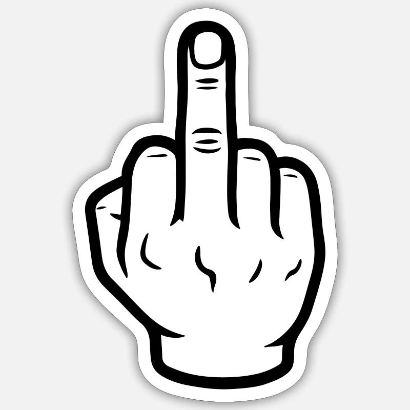 Doigt d’honneur de la main - Sticker taille S (10 x 10 cm) - blanc mat