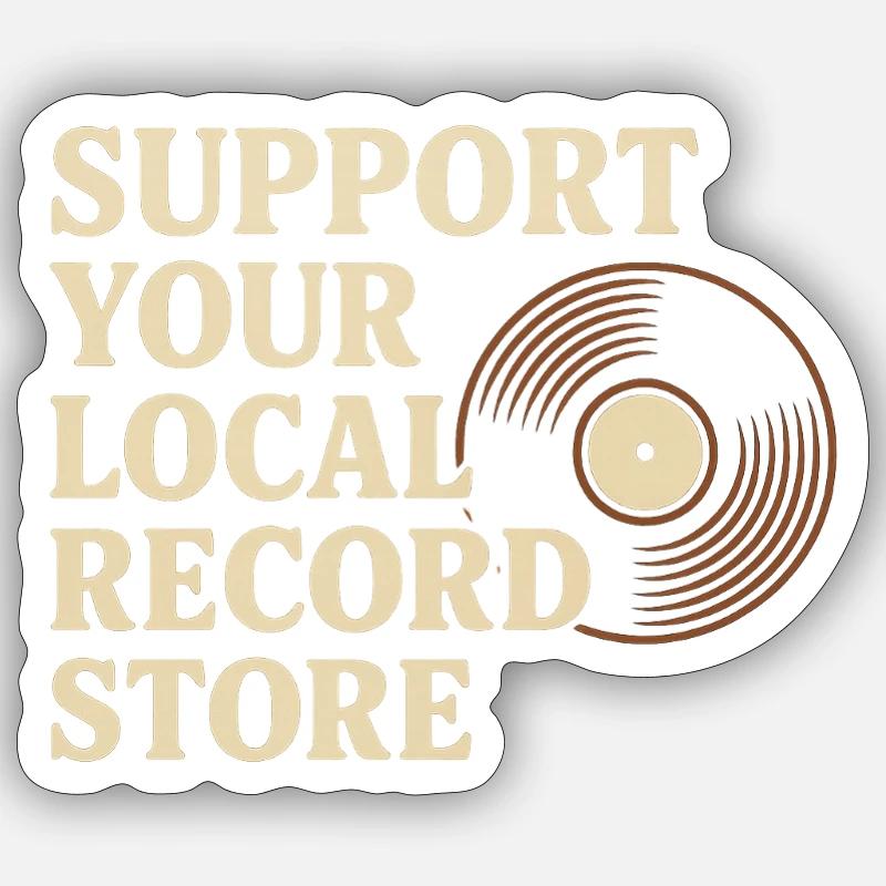 Support Local Record Store Vinyl Tee Sticker size S (10 x 10 cm)