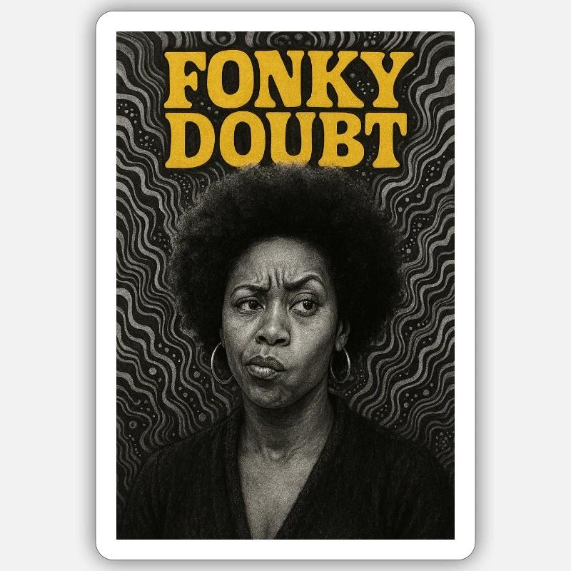 Portrait Afro Funky Doubt - Sticker size S (10 x 10 cm) - white matte