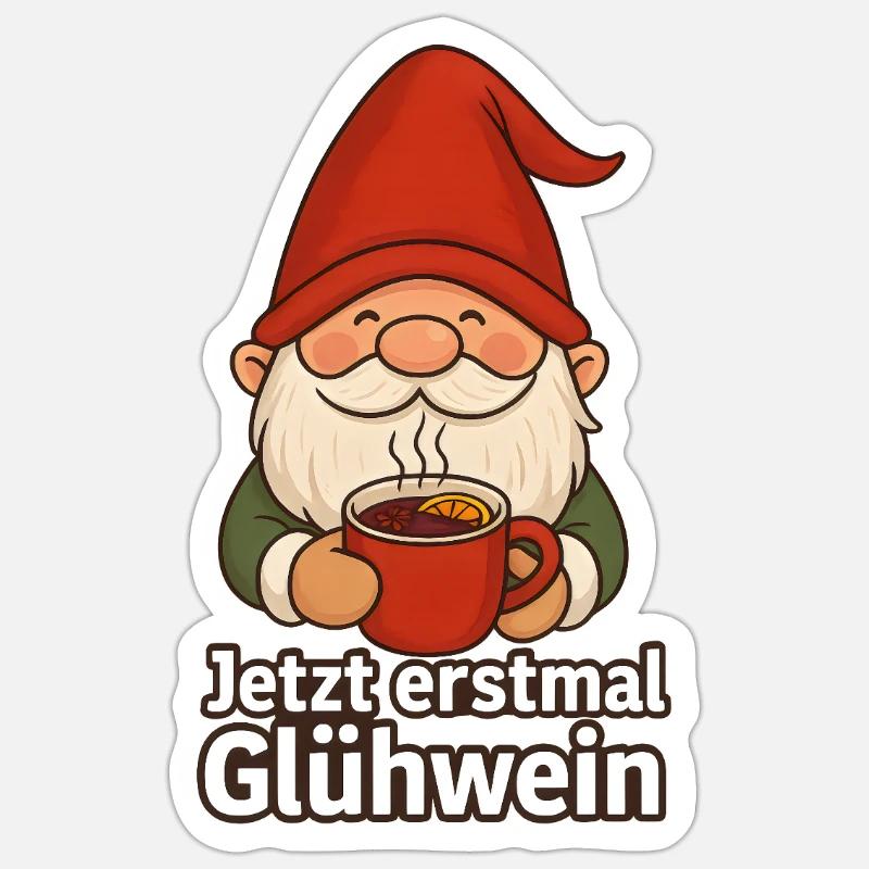 Mulled wine gnome - Sticker size S (10 x 10 cm) - white matte