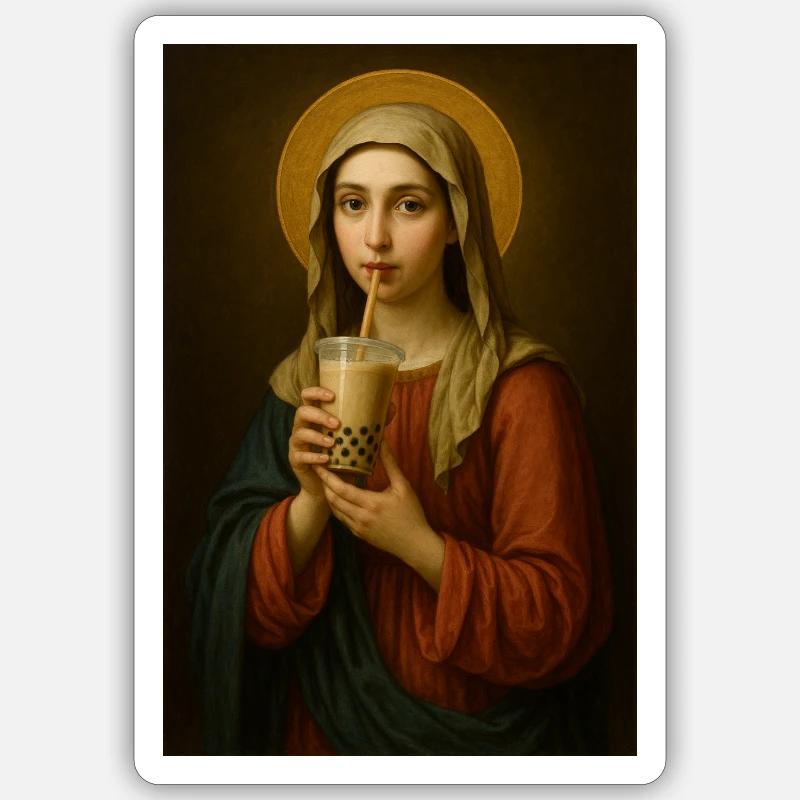 Saint boit du bubble tea Sticker taille S (10 x 10 cm)