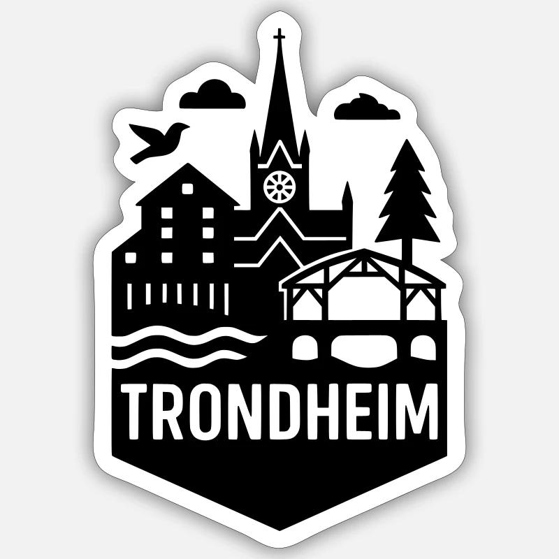 trondheim - Sticker Größe S (10 x 10 cm) - Mattweiß