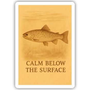 Empreinte de truite calme sous la surface - Sticker taille S (10 x 10 cm) - blanc mat - Devant